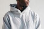 The Surrender Hoodie in Stone, close up